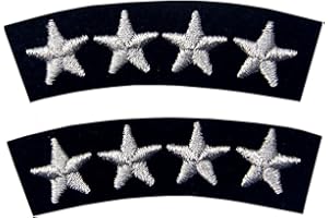 ZEGIN Toppa decorativa per uniforme nautica, 4 stelle argentate ricamate, toppa da cucire o applicare con ferro da stiro, confezione da 2