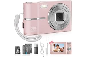 Aoykkii Cámara de Fotos con Tarjeta SD de 32 GB,1080P Cámara Digital,50MP 4K Autofocus Cámara Digital con Pantalla Grande de 2.4", Zoom Digital 16X