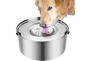 ELISABE 3L Large Water Bowl Dog Without Drooling, Drinking Bowl Dog Anti Slobber, Dog Water Bowl 304 Stainless Steel with Non-Slip Base, Leak-Proof Dog Bowl, Dishwasher Safe