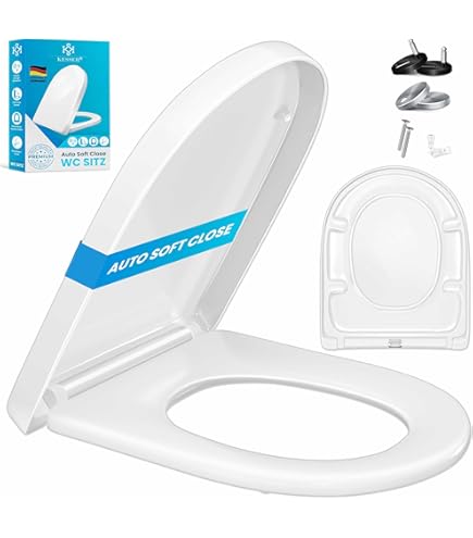 Premium WC-Sitz D-Form Mit Soft-Close - Antibakteriell, Quick Release, Verstellbare Scharniere