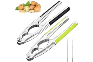 MOAZIFI Nussknacker Walnüsse 4 teiliges Set Metall Knacker mit Schwarzem Grünem Griff und 2 Nuss Pickern Für Haselnüsse Paranüsse Krabben Hummer Sicherem Griff