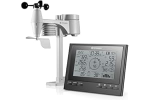 Bresser Stazione meteo radio ClimateScout della con sensore esterno professionale, centralina meteo 7-in-1, nero