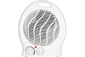 SLABO Termowentylator elektryczny 2000W ogrzewanie promiennikowe 2x stopnie grzania (1000/2000W) | 1x wentylator zimnego stopnia | automatyczne wyłączanie przy przewróceniu | zabezpieczenie przed przegrzaniem | szybka nagrzewnica - BIAŁY