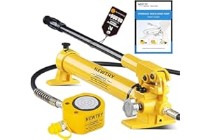 NEWTRY 30 ton Hydraulic Ram Jack + CP-700 Hydraulic Hand Pump Low Profile Porta Power Kit Single Section Mini Jack 0.55’’ Stroke Industrial Hydraulic Cylinder