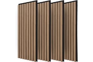 Art3d 4 styck akustiska träplattor väggpaneler, mörk valnöt, 60 x 30 cm | 3D-räfflade Ljudabsorberande Träpaneler, Perfekta för Accentväggar, Tak, Kök, Vardagsrum, Sovrum och Kontor