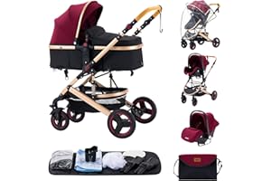 ALYIKOU-Cochecito para bebé 3 en 1 - Sistema de viaje versátil, para uso desde el nacimiento hasta los 3 años - Combinación de cochecito, cuna - Incluye bolsos de mamá, tapa