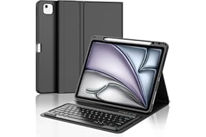 IVEOPPE Clavier iPad Air 13 Pouces (M2 2024/M3 2025), AZERTY Français Clavier Coque Étui Détachable sans Fil Bluetooth pour iPad Air 13 Pouces M2 2024/M3 2025, Noir