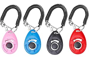 MAOXINTEK Dog Training Clickers with Wrist Strap, Effective Pet Training Tools for Puppy or Cat Behavioral Training 4-Pack Colorful Sound Easy to Use Practical Button Clicker
