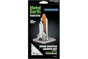 METAL EARTH MetalEarth: ICONX - KIT DE LANCEMENT DE LA NAVETTE SPATIALE 9x10,49x17,02cm, maquette 3D en métal avec 3 feuilles, en boîte 13,5x22x2cm, 14+
