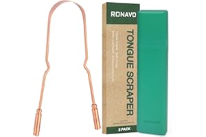 RONAVO Gratte-langue en cuivre pour adultes, soin bucco-dentaire et hygiène pour une haleine plus fraîche avec étui de voyage