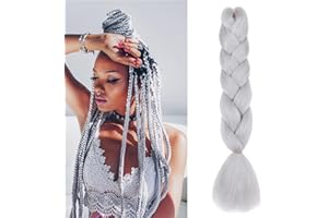 Dcbaboo Braids Extensions Synthetic Hair for Braiding 1 Piece Braiding Hair Kanekalon Hair for Braiding Hair Extensions Braids Afro Crochet Box Braids Hair Braiding 100 g Light Grey
