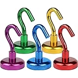 Magnetic Hooks (5 Pack) - Extra Strong Multi-Colour Magnetic Hanging Storage Hooks - Fridge Magnets - Heavy Duty Magnet Hook 