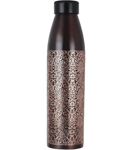 ANCIENTIMPEX Bottiglia D'Acqua In Rame Martellato – 600 Ml – Puro Rame Ayurvedico A Prova Di Perdite