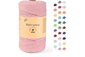 Uvolo 3 mm x 200 m Macrame Yarn, Cotton Yarn, Macrame Cord for Crafts, Plant Hangers - Pink