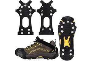 Winline Ramponi per Scarponi,Ramponi da Arrampicata 11 Borchie Ice Grips Ramponi Antiscivolo Ice Tacchetti Trazione Ramponi da Ghiaccio Slip-on, Elasticizzati, per Sport Invernali