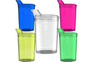 D.VARA 5x Schnabelbecher mit Deckel 250ml Schnabeltasse Senioren Set aus 5x Becher mit 5x Deckeln Öffnung 12 x 10 mm Trinkbecher mit deckel- Trinkbecher Baby