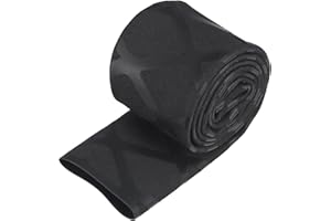 sourcing map Termorretráctil Envoltura Tubería para Pesca Caña Agarre Manija, 20mm Diámetro 34mm Plano 1.6pies 2:1 Relación, Negro