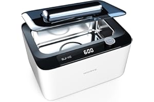 Hogance Pulitore ad Ultrasuoni 900ML, 50W 45KHz Lavatrice Ultrasuoni in Acciaio Inox per Gioielli, Occhiali, Orologio, Piccoli Giocattoli, Protesi Dentarie, con modalità Degas, Bianco+Nero