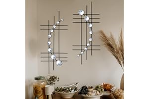 ZEXUIRU Set of 2 Abstract Metal Wall Sculpture with Rhinestones and Rhinestones