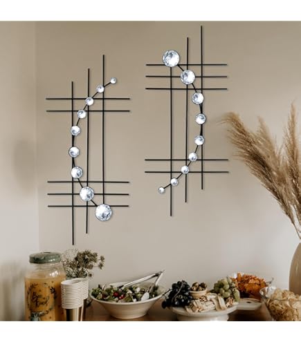 Modern Geometric Metal Wall Art Decor For Living Room & Hallway - White & Brown | Homary