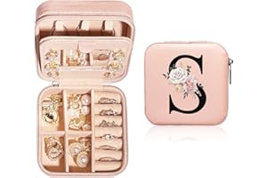 JEKUGOT Personalized Jewelry Box Small - Travel Jewelry Case with Mirror, Travel Jewelry Organizer Storage Trinket Box, Birthday Gift for Women, Mothers, and Friends（A）