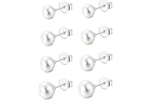 MILACOLATO 4/6 par 925 srebro perłowe kolczyki zestaw dla kobiet perły proste kolczyki słodkowodne perłowe kolczyki dla kobiet