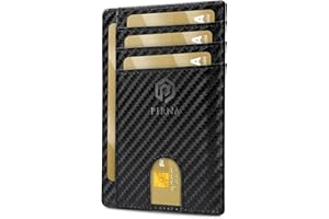 PIRNA Portfel Męski Slim, Smukły, Lekki, Minimalistyczny Etui na Karty, Blokowanie RFID, Portfel Damski Mały, Small Wallet, Świetny Pomysł na Prezent Pudełko - Włókno Węglowe