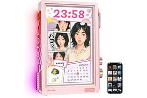 Divoom Times Frame-WiFi Transparent Digital Photo Frame 10.1" 64GB, Photo & Video Sharing (No Subscription or Fees), Easy to Use, 400+ Clock Faces, Digital Calendar, Gift for Friends & Family Pink