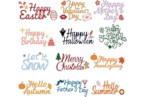 TOMTARY Die Cutting Dies for Cards, 4PCS Metal Cutting Dies Blessing Word Die Cut Christmas Birthday Embossing Stencils for DIY Crafts Scrapbooking Card Decor