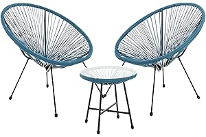 SVITA Bali Balkon-Möbel 3-TLG. Polyrattan Lounge-Set Balkon-Set Blau