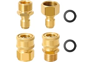 STYDDI Hochdruckreiniger-Adapter-Set, M22 14 mm auf 3/8 Zoll Schnelltrennung, 3/8 Zoll auf Schnellanschluss, Schlauchadapter für Hochdruckreiniger-Pistole, Schlauch, Pumpe, 5000 PSI, 4er-Pack