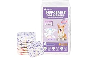 Pet Soft Dog Nappies Female, 20 Count Disposable Dog Period Season Pants, Super Absorbent Disposable Dog Diapers for Female Dogs with Wetness Indicator