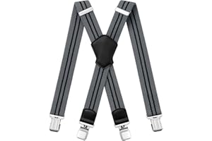 Aonvmdis Mens Braces for Trousers with Very Strong Metal Clips Heavy Duty Suspenders X Style Adjustable Elastic Suspender for Overalls Jeans, Work Pants, Jumpsuits