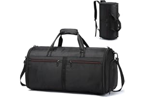 Laripwit Suit Carrier Garment Duffle Bag for Travel, Convertible Carry on Garment Backpack for Men Women, 3 in 1 Suit Luggage Bag with Shoes Compartment for Weekend Business Storage 50L, Black