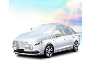 MIGIFTDY Halbgarage Autoabdeckung, Halbe Autoabdeckung Universal Halbabdeckung für Allwetter mit Haken und Riemen Passend Wasserdicht Staubdicht Sonnenschutz Wetterfest Für Die Meisten Autos, SUVs (Auto)