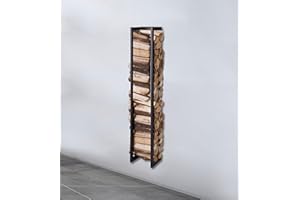 Lendo Online Scaffale per legna da ardere, modello da appendere + borsa per il trasporto, per interni ed esterni, scaffale per legna da ardere, in metallo (25 x 25 x 148 cm)