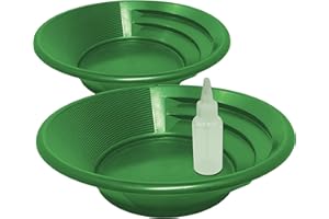 Sluice Fox Gold Panning Starter Kit for Adults and Kids; 11 inch Dual Riffle Style Spiral Gold Pans and snifter Bottle, Gold Rush panning kit batea para oro; Gold Prospecting Tools (Green)