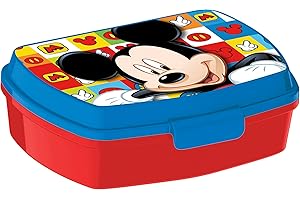ALMACENESADAN 2047 Sandwichera Restangular multicolor Mickey watercolors; producto de plástico reutilizable; libre BPA; dimensiones interiores 16,5x11,5x5,5 cm