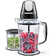 CHEFMAN 2-in-1 Food Processor and Portable Blender with 400W Motor, 2-Tiered Blade System, Ice Crusher - Ideal for Smoothies, Purees, Chopped Vegetables and More - Large and Small Jars, Pulse Function