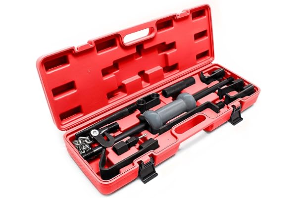 Wiltec Kit Marteau coulissant universel 11 pcs. - dans un coffret - Outil d'inertie et accessoires pour Débosselage carrosserie Réparation Redressage automobile