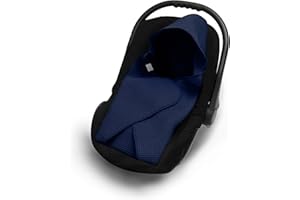 EliMeli Coperta per ovetto, 100% cotone, per seggiolino auto, in tessuto a nido d'ape, per l'estate e la primavera, universale, ad esempio Maxi Cosi, ideale come coperta per passeggino (blu marino)