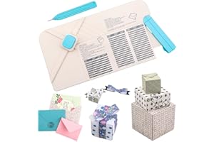 CYFUN DESIGN Envelope Punch Board, 3-in-1 Envelope Maker, Bows, Gift Box Punch Boards for Crafting, All-in-on Scrapbook Envelopes Scribe Punches Board with Indentation Pen for Handicrafts Crafts Scrapbooking Tool
