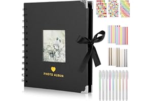 WINBEST Album Photo, 60 Pages Album Photo Scrapbooking, Kit de Livre Photo Mémoire, Stick-In Scrapbook Album Photo Vierge Album pour DIY Mariage Anniversaire Cadeau Noël Scrapbooking