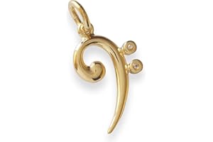 ANNE FUZEAU CREATION Ciondolo a forma di chiave di Fa – Nota musicale - Gioiello argento 925 placcato d'oro - Regalo musica