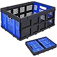 49L Plastic Collapsible Storage Crate, Folding Storage Basket for Home, Shopping and Office,Compatible With Folding Trolley Carts Accessory