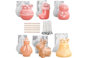Treedix Christmas Resin Molds Silicone, 3D Christmas Candle Making Molds, Moulds for Epoxy Resin, Candle Making, Home Garden Ornaments Christmas Decoration, DIY Christmas Gifts Crafts (6 Sets)