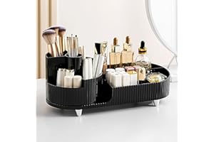 Cinnani Organizer na kosmetyki, obracany o 360°, wielofunkcyjny organizer na kosmetyki do toaletki, łazienki i sypialni (elegancki czarny)