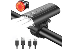 Miconi Bike Light Set,2400 Lumens USB Rechargeable Bicycle Lights,6 Modes Waterproof LED Headlight Mountain Bike Light,Safety & Easy Mount Cycling Front Light & Rear Light Fits All Bicycles