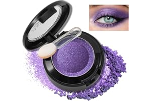 Erinde Fards à Paupières Violet, Pailleté Highly Pigmentées, Longue Durée Fard à Paupières Waterproof, Palettes de Maquillage Métalliques, Avec un Pinceau à Paupières