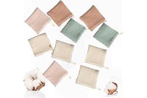 Vulevirtue 10 Pièces Debarbouillette Bebe Essuie Tout,Serviette Visage Bébé Débarbouillettes Bébé en Mousseline Gant de Toilette Lingette Bebe Lavable Mousseline Debarbouillette Bebe (23 X 23 cm)